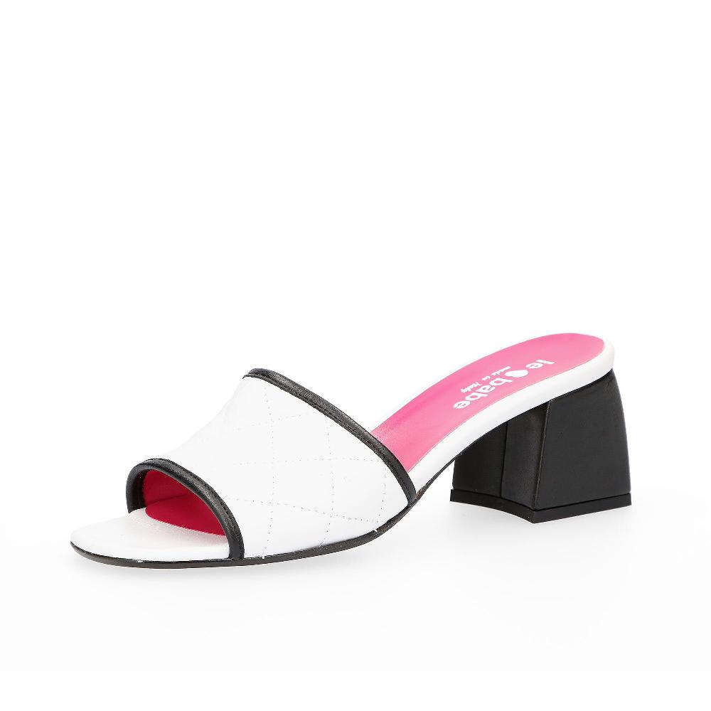 QVC Le Babe Sabot in pelle Fascia trapuntata Tacco 6 cm Made in Italy