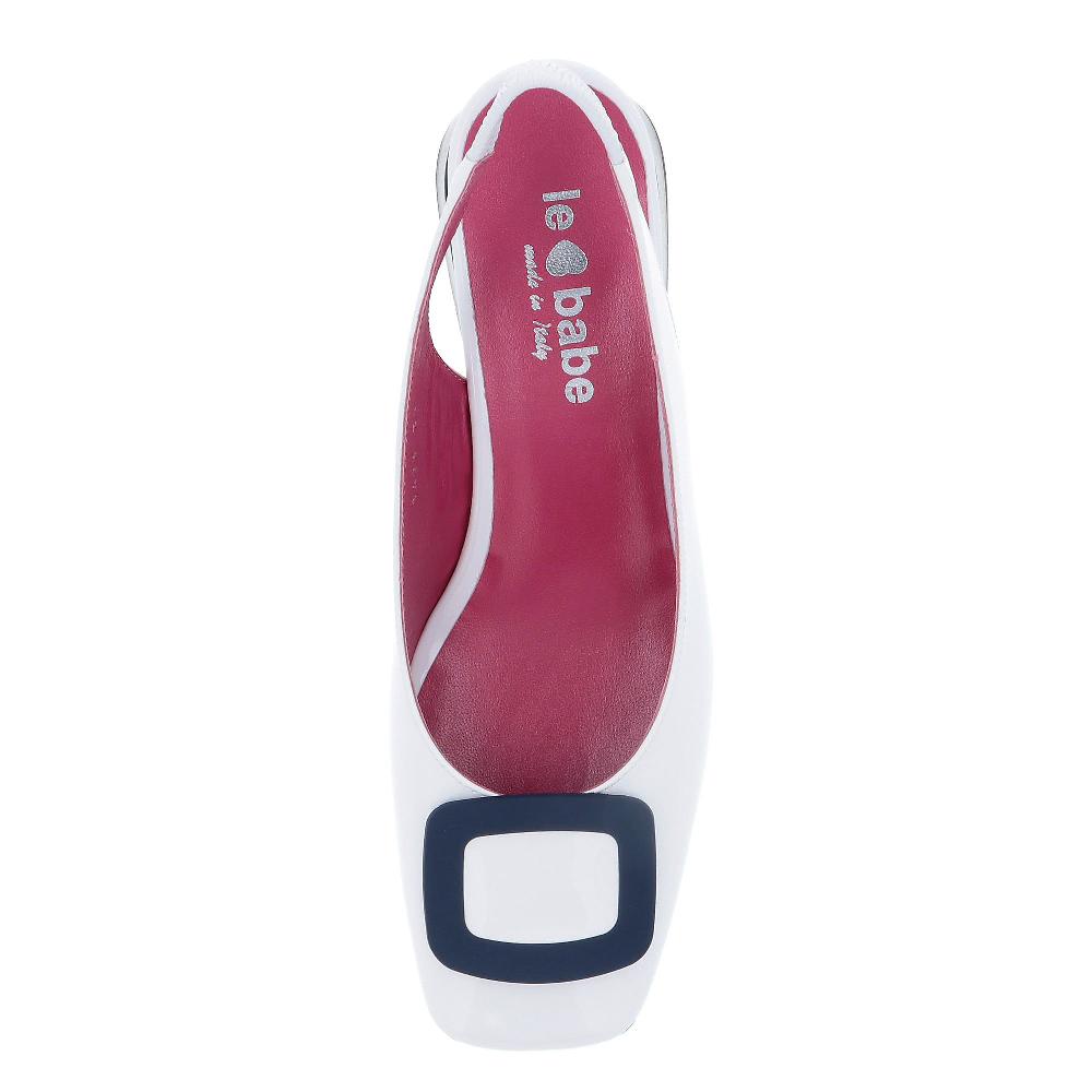 QVC Le Babe Sandalo Slingback In Pelle Effetto Vernice