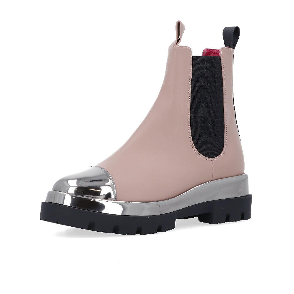 QVC Le Babe Stivaletti Chelsea in pelle con dettagli a contrasto