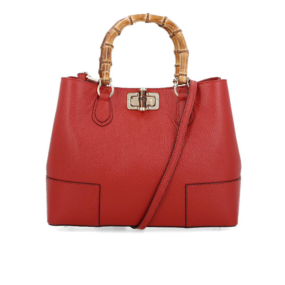 QVC Le Corone Bags Borsa A Mano Anita In Pelle Manici In Bamboo
