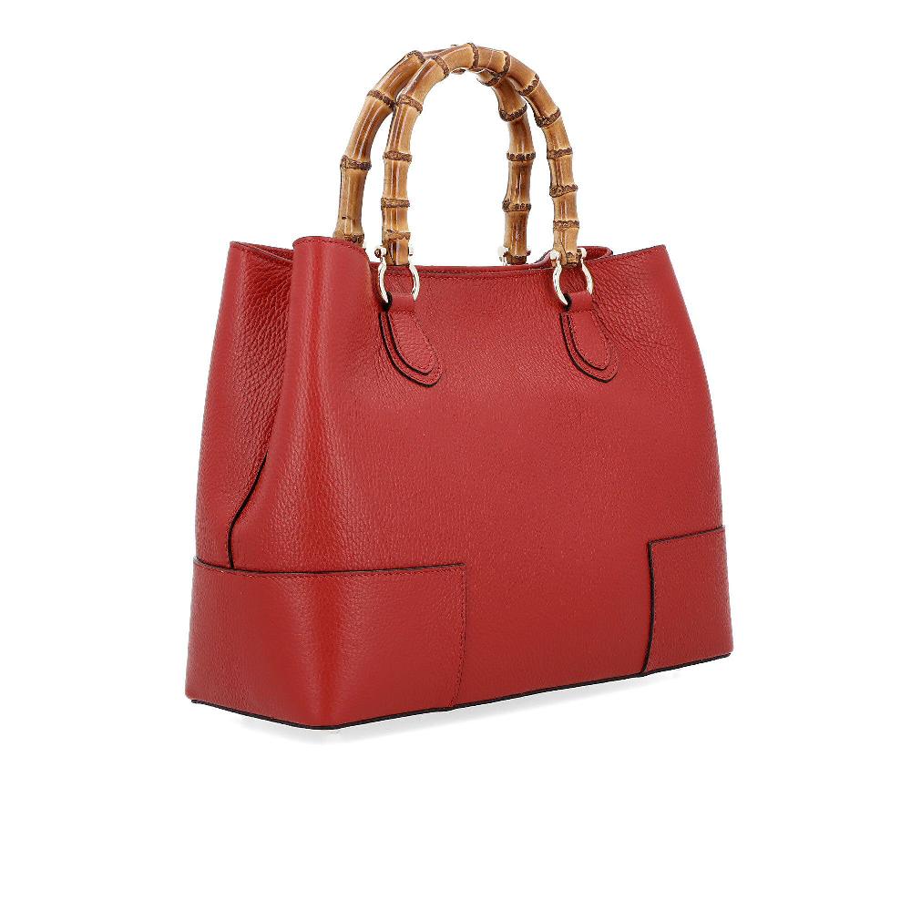 QVC Le Corone Bags Borsa A Mano Anita In Pelle Manici In Bamboo