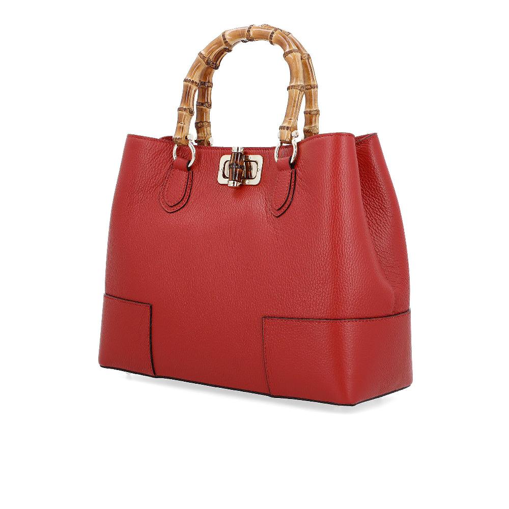 QVC Le Corone Bags Borsa A Mano Anita In Pelle Manici In Bamboo