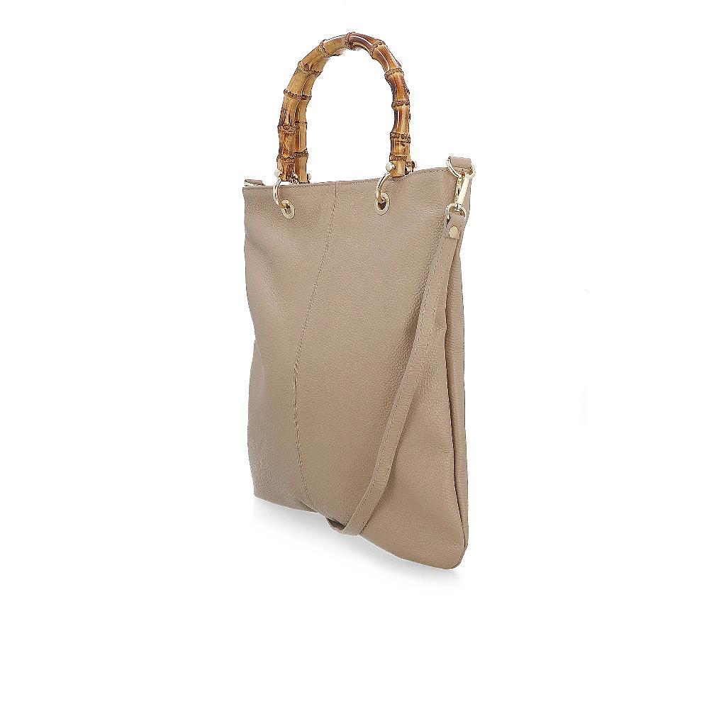 QVC Le Corone Bags Borsa A Mano In Pelle City Bambù Con Tracolla Removibile