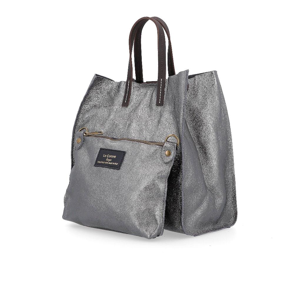 QVC Le Corone Bags Borsa A Mano In Pelle Laminata Con Pochette