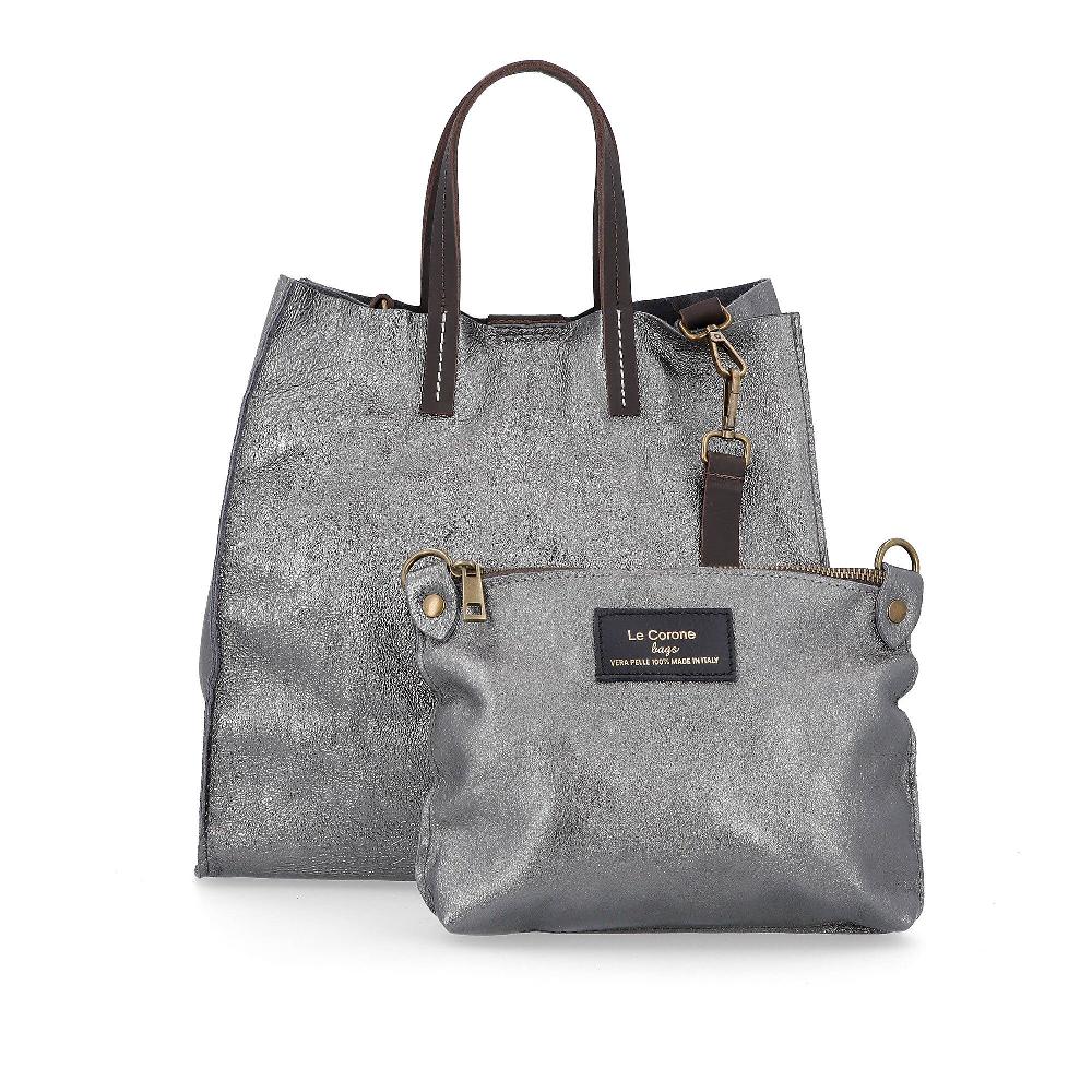 QVC Le Corone Bags Borsa A Mano In Pelle Laminata Con Pochette