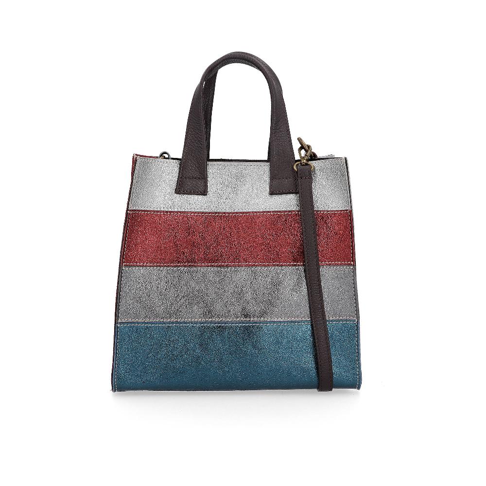 QVC Le Corone Bags Borsa a mano in pelle laminata multicolor e tracolla