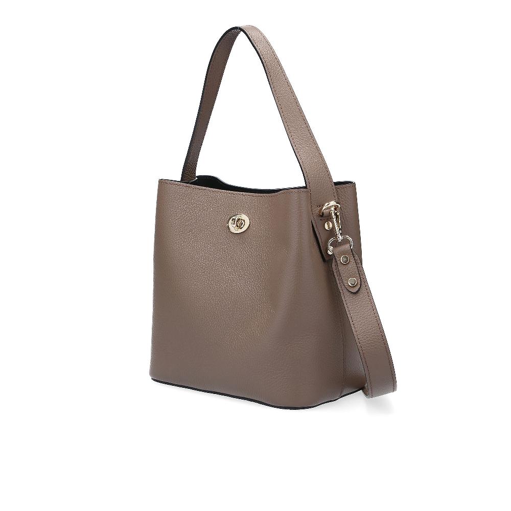 QVC Le Corone Bags Borsa A Secchiello In Pelle Dollaro Con Chiusura Girello