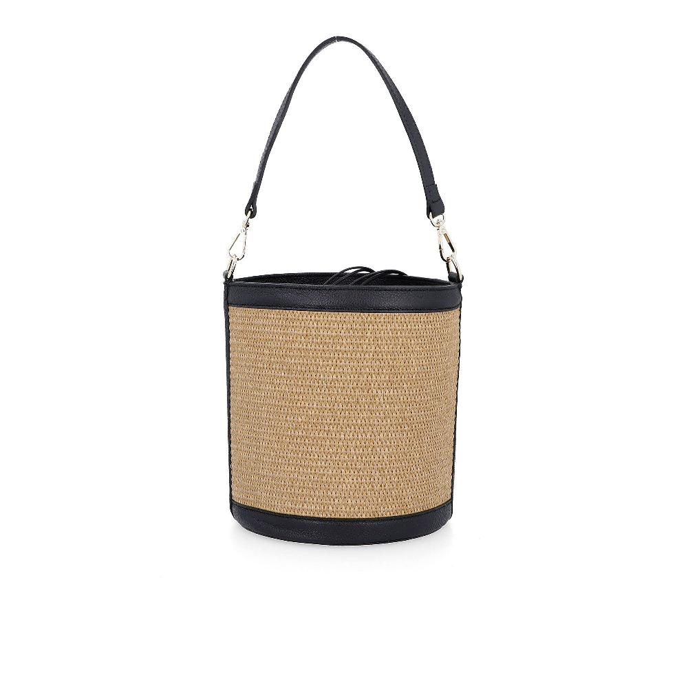 QVC Le Corone Bags Borsa A Secchiello Miss C24 In Pelle E Rafia