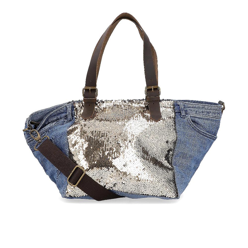 QVC Le Corone Bags Borsa A Spalla In Jeans Con Paillettes