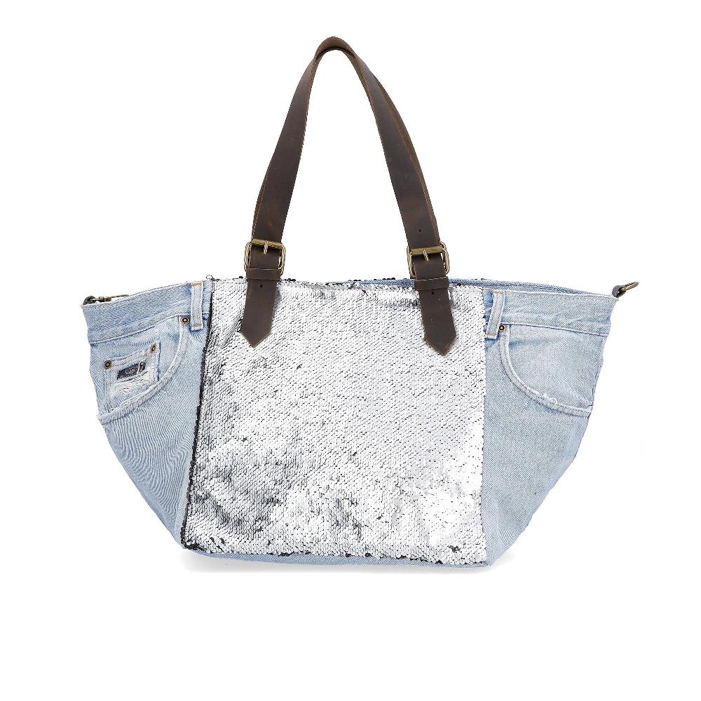 QVC Le Corone Bags Borsa a spalla in jeans con paillettes
