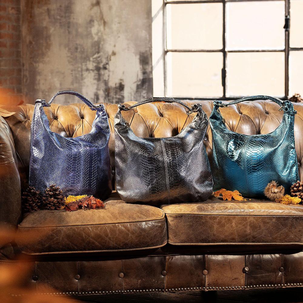 QVC Le Corone Bags Borsa a spalla in pelle laminata Nicla