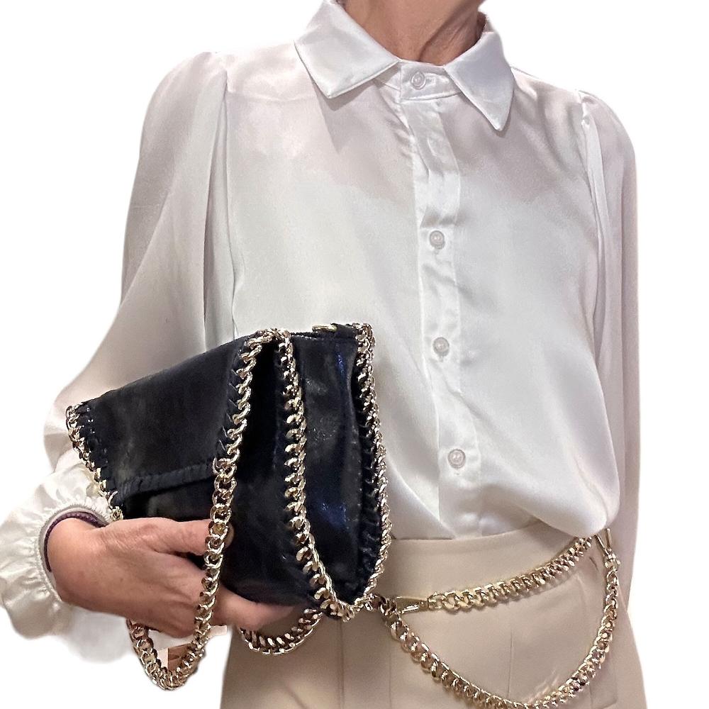 QVC Le Corone Bags Borsa A Tracolla Mano Con Profili In Catena
