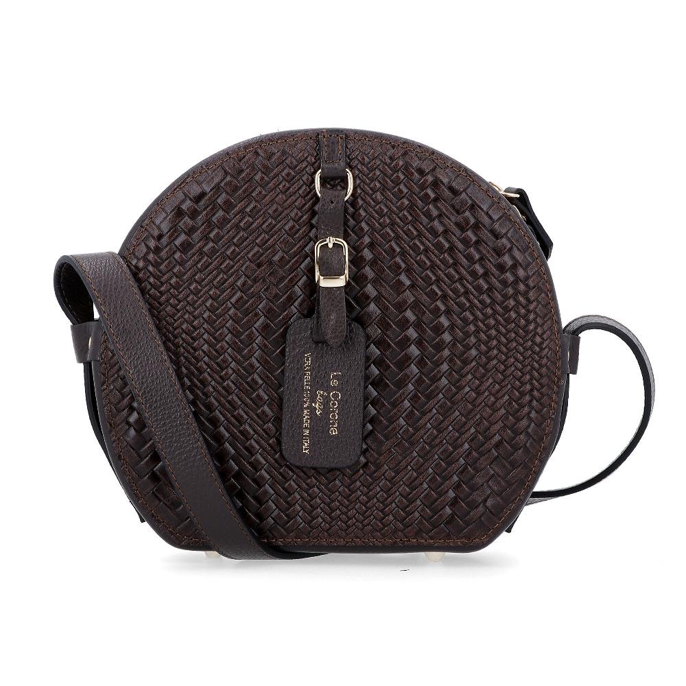 QVC Le Corone Bags Borsa a tracolla Miranda in pelle stampa a intreccio