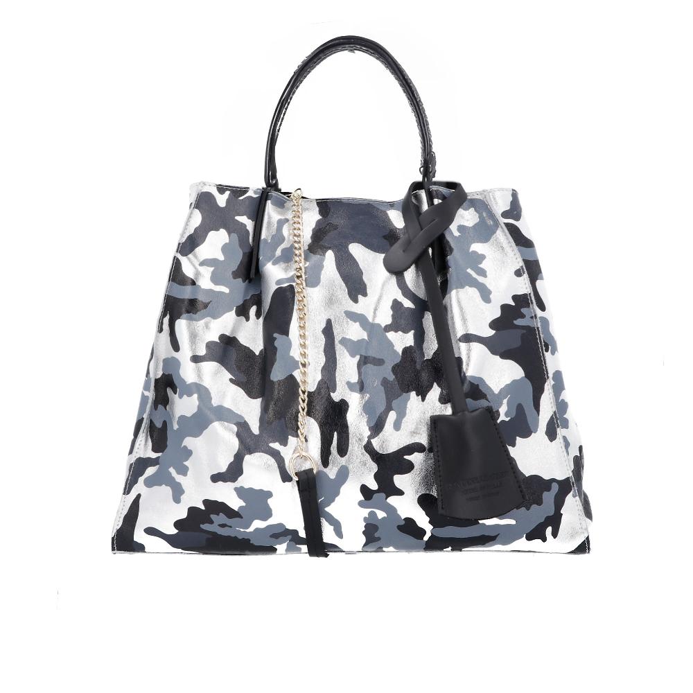 QVC Le Corone Bags Borsa Camouflage Manila In Pelle Con Manici