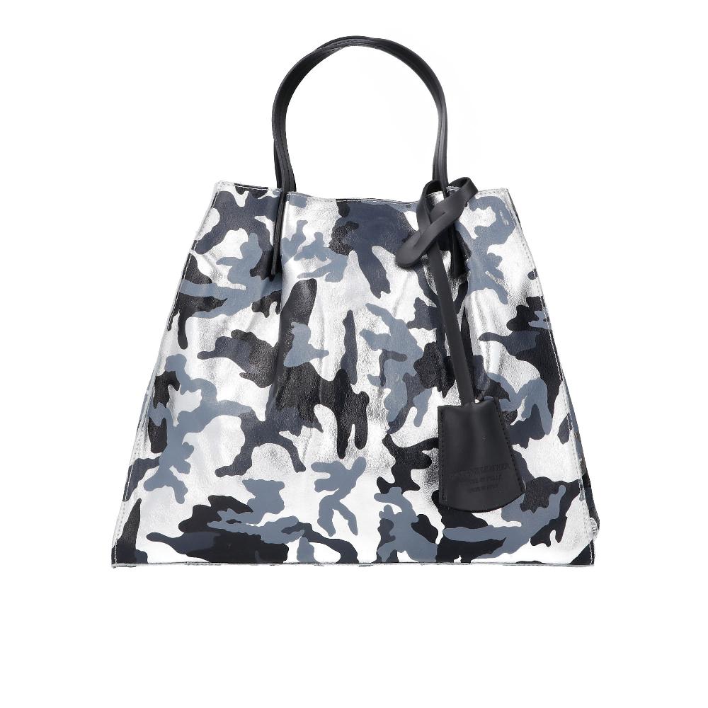 QVC Le Corone Bags Borsa camouflage Manila in pelle con manici