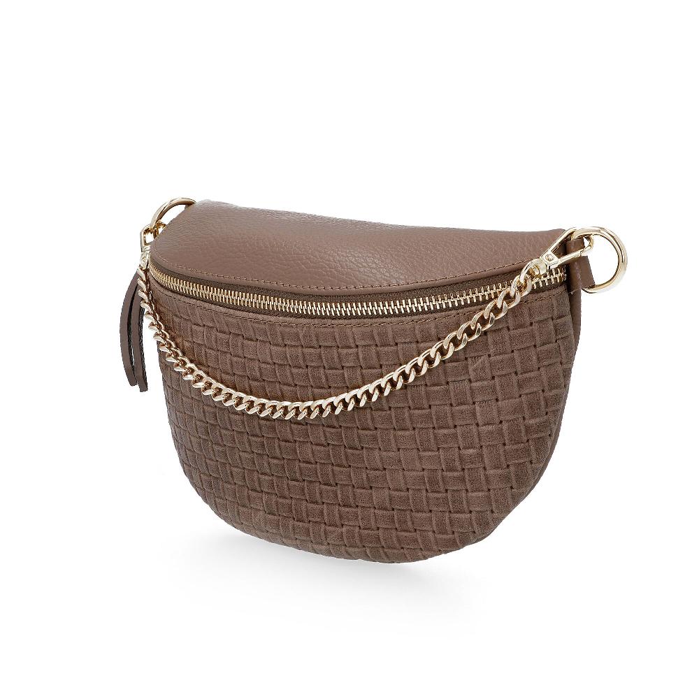 QVC Le Corone Bags Borsa/marsupio "Kangù" In Pelle Effetto Intrecciato