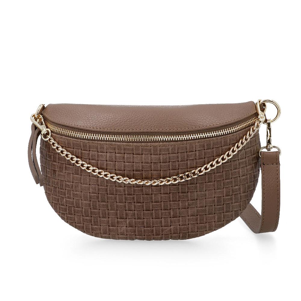 QVC Le Corone Bags Borsa/marsupio "Kangù" in pelle Effetto intrecciato