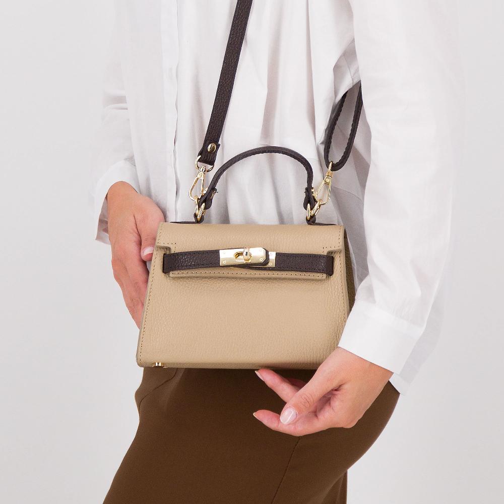 QVC Le Corone Bags Borsa Mini Bi-Co In Pelle Bicolore Con Patta E Tracolla