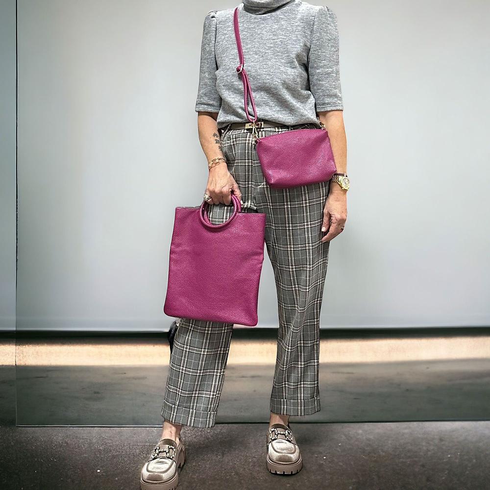 QVC Le Corone Bags Borsa Multi-indosso In Pelle Dollaro Con Pochette