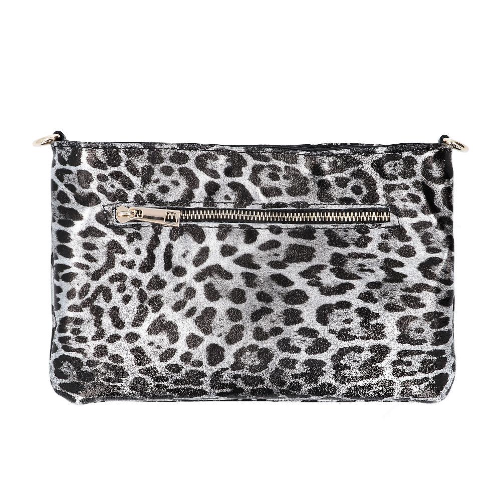 QVC Le Corone Bags Borsa/pochette In Pelle Con Stampa Leo E Tracolla Removibile