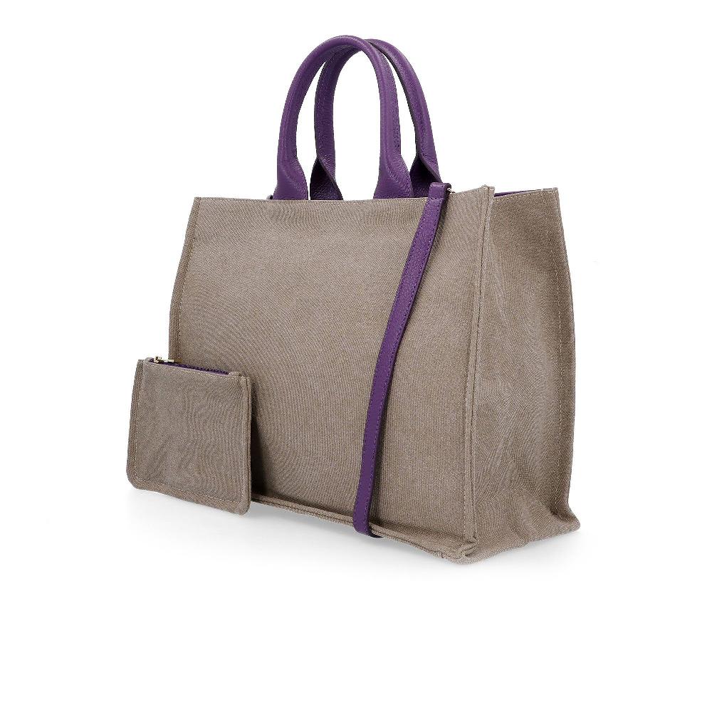 QVC Le Corone Bags Borsa Shopper In Canvas Con Pochette