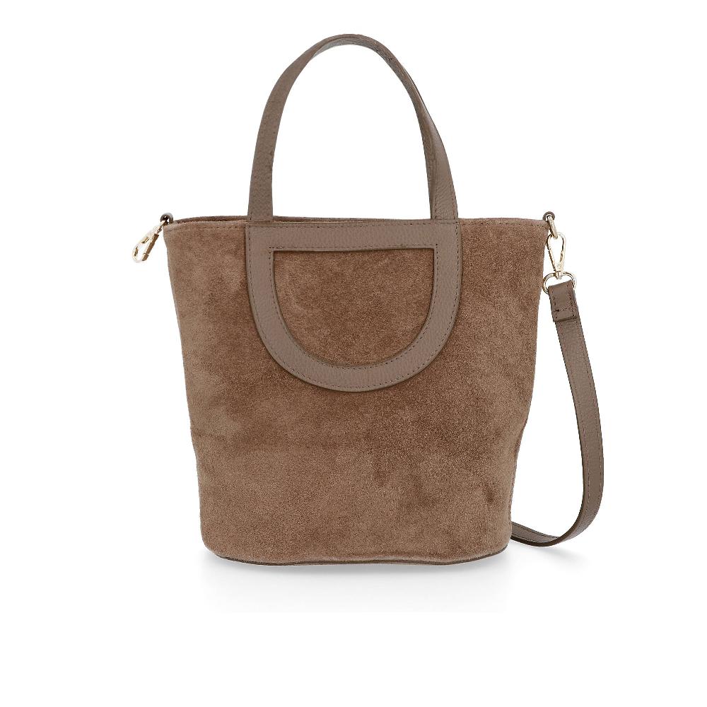 QVC Le Corone Bags Shopper a mano in pelle scamosciata con chiusura a zip