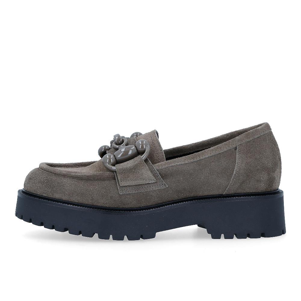 QVC Le Serpentini Mocassino In Pelle Scamosciata Suola Carrarmato Tacco 4