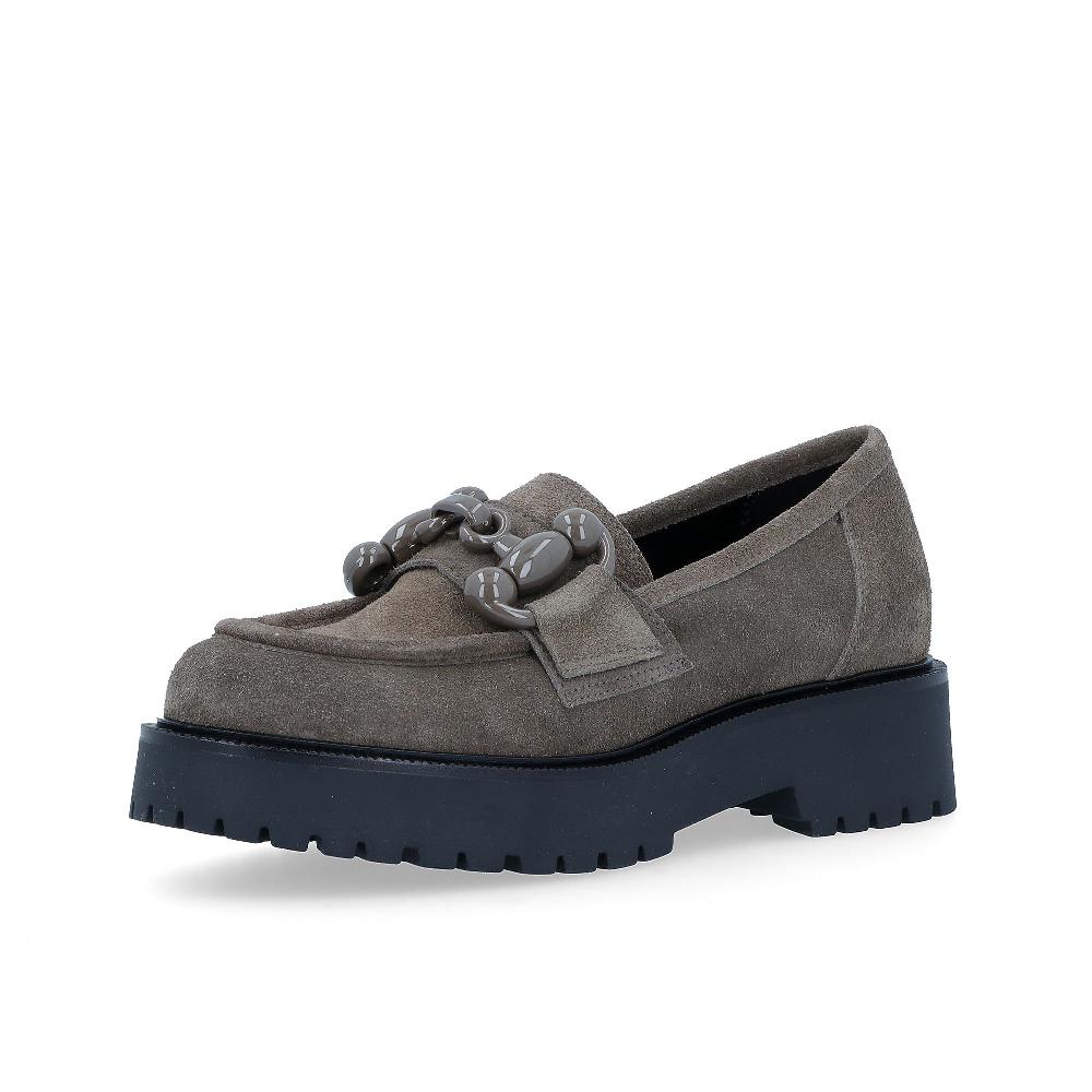 QVC Le Serpentini Mocassino in pelle scamosciata suola carrarmato tacco 4