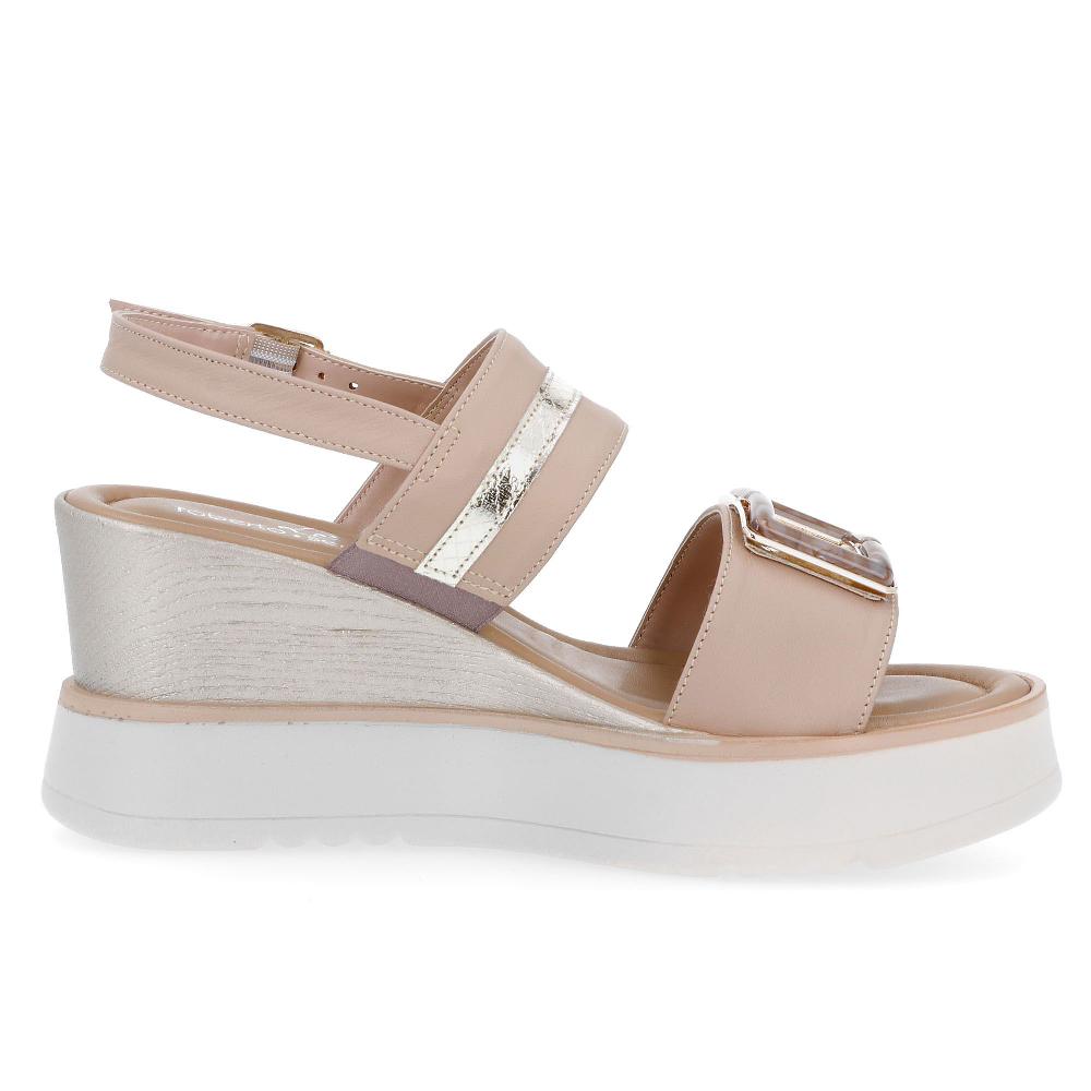 QVC Le Serpentini Sandalo In Pelle Inserti Laminati Zeppa 7 Cm Made In Italy