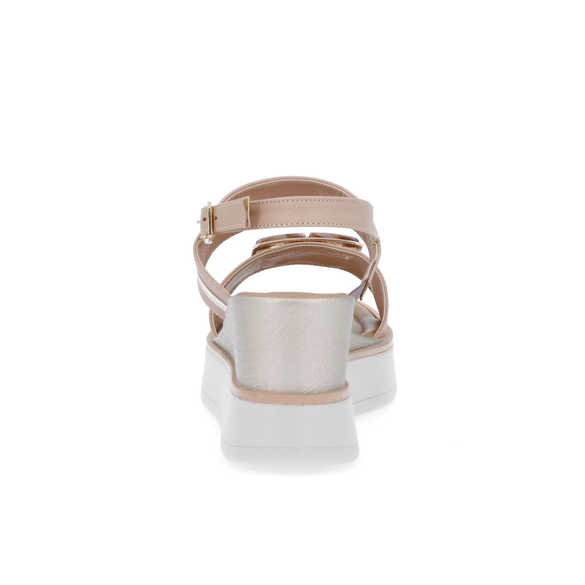 QVC Le Serpentini Sandalo In Pelle Inserti Laminati Zeppa 7 Cm Made In Italy