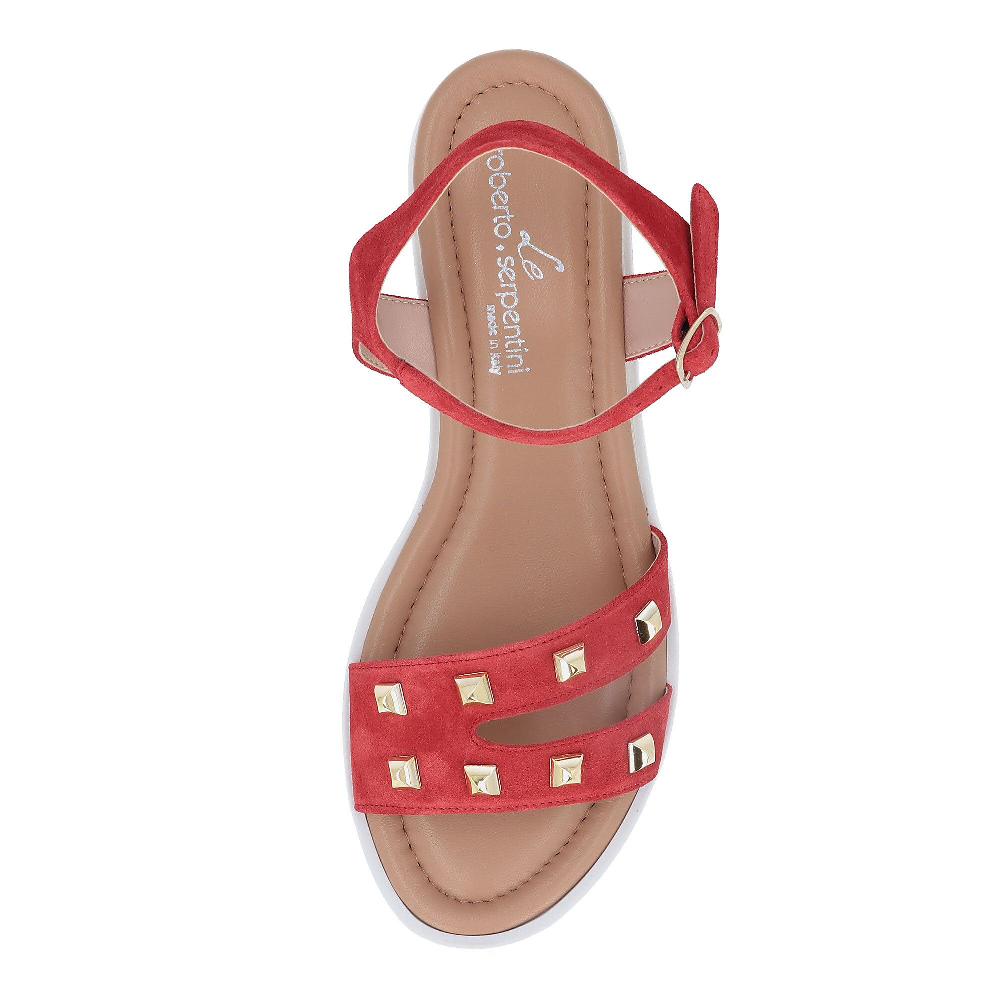 QVC Le Serpentini Sandalo In Pelle Motivo Borchie Zeppa 5 5 Cm Made In Italy