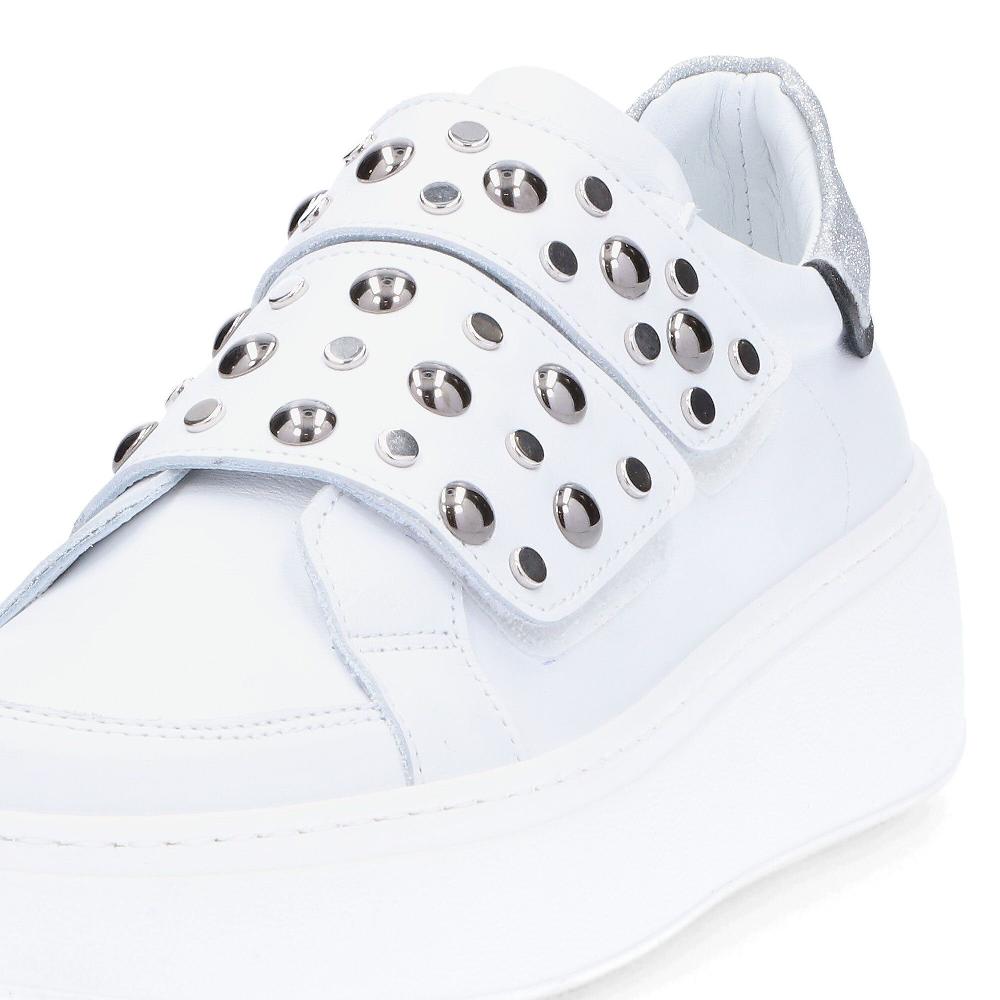 QVC Le Serpentini Sneaker In Pelle Con Chiusura In Velcro E Borchie