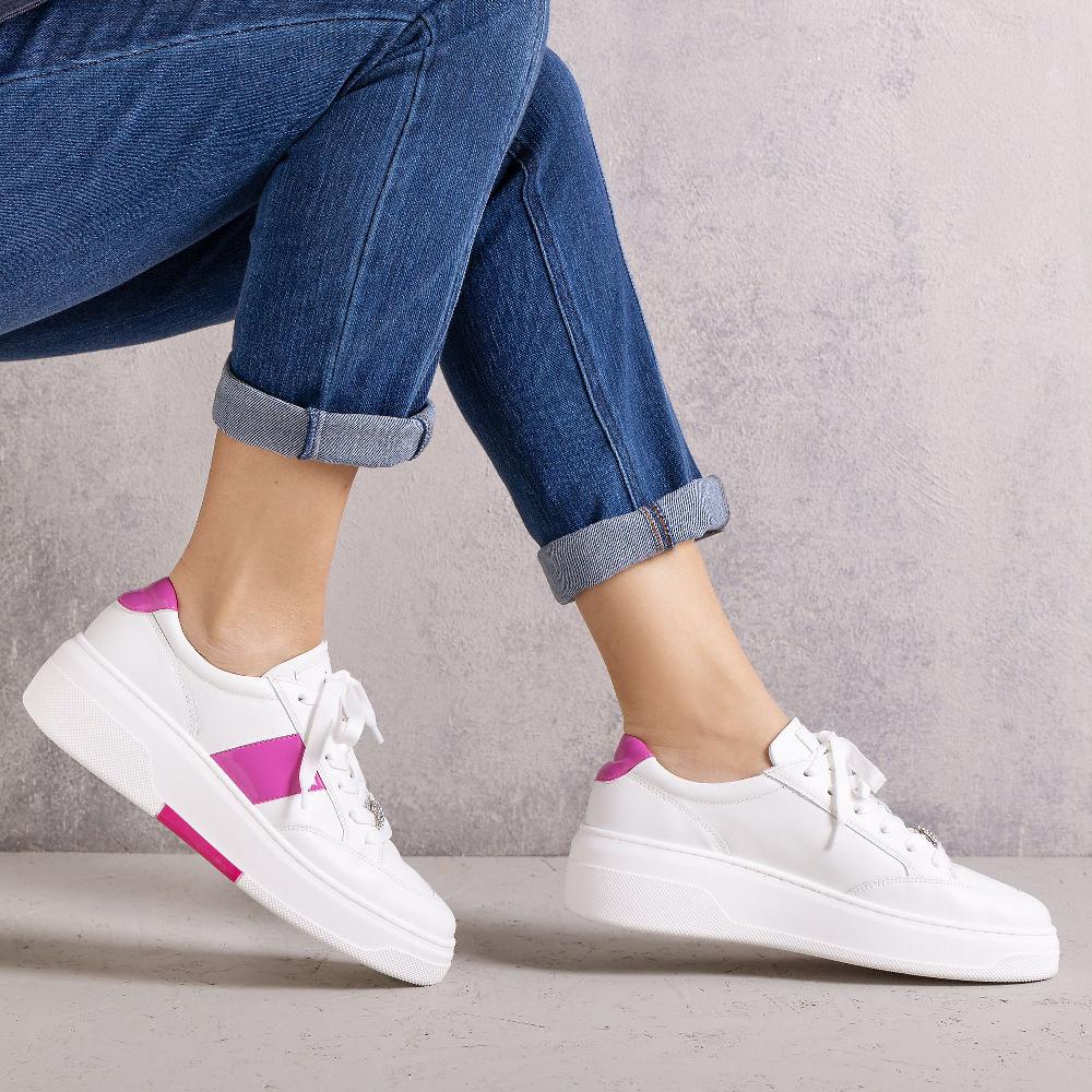 QVC Le Serpentini Sneaker in pelle con dettagli gioiello removibili