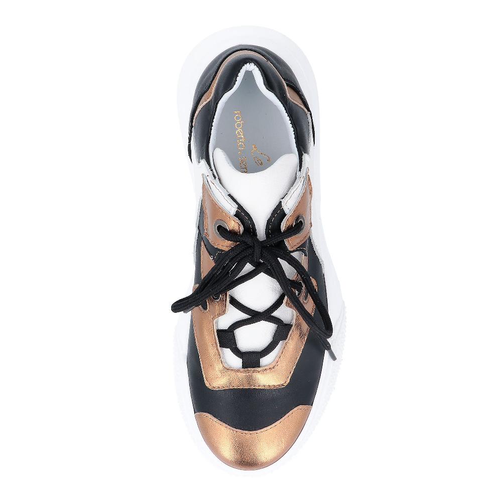 QVC Le Serpentini Sneaker In Pelle Con Inserti Laminati E Zeppa