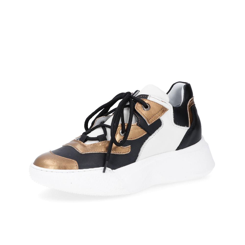 QVC Le Serpentini Sneaker in pelle con inserti laminati e zeppa