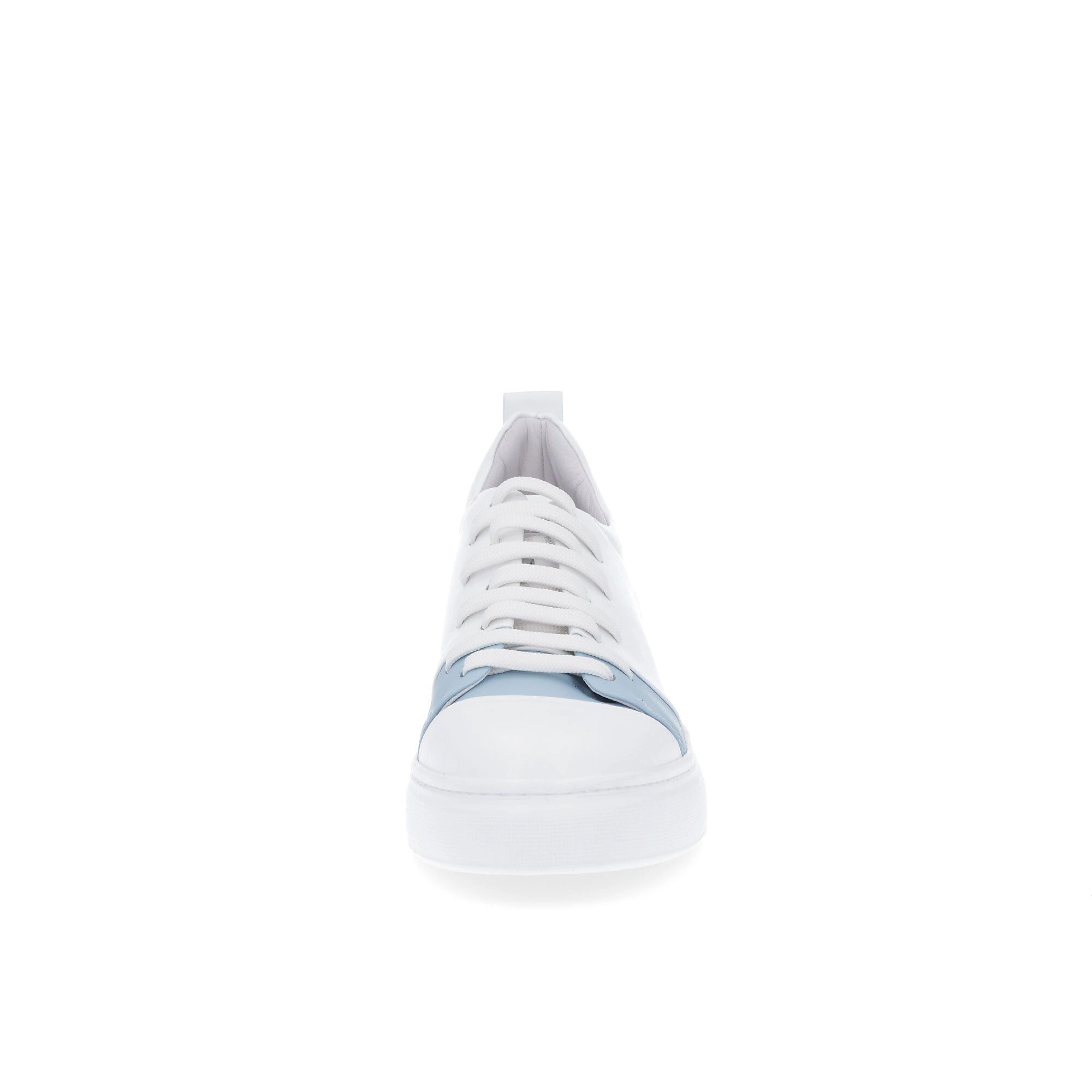 QVC Le Serpentini Sneaker In Pelle Inserto A Contrasto Zeppa 4 5cm