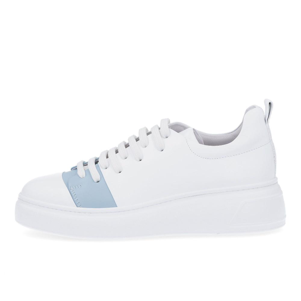 QVC Le Serpentini Sneaker In Pelle Inserto A Contrasto Zeppa 4 5cm