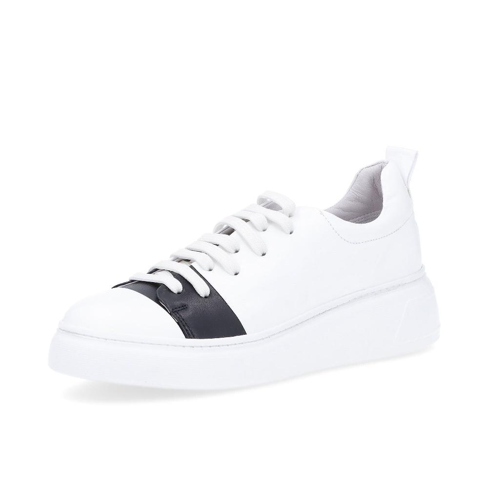QVC Le Serpentini Sneaker in pelle inserto a contrasto zeppa 4 5cm