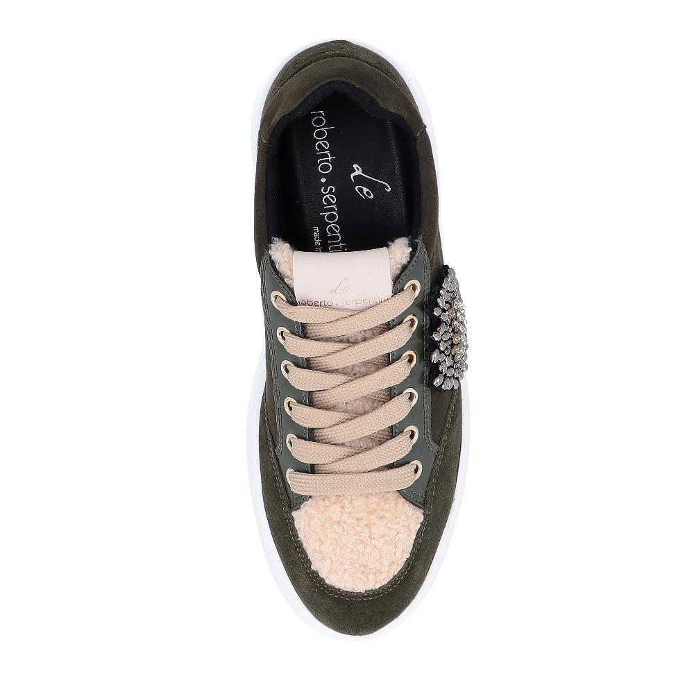QVC Le Serpentini Sneakers In Pelle Con Applicazione Gioiello