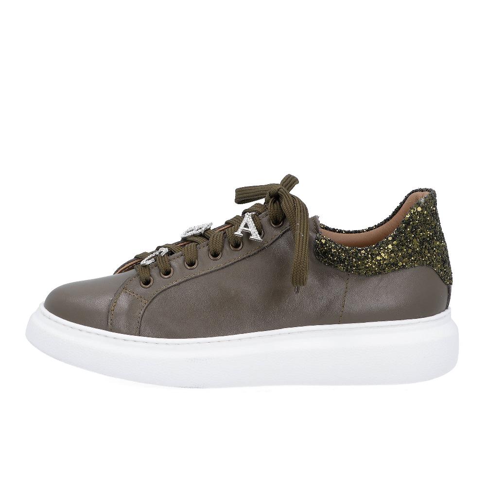 QVC Le Serpentini Sneakers In Pelle Con Inserti Glitter Decorazioni Gioiello