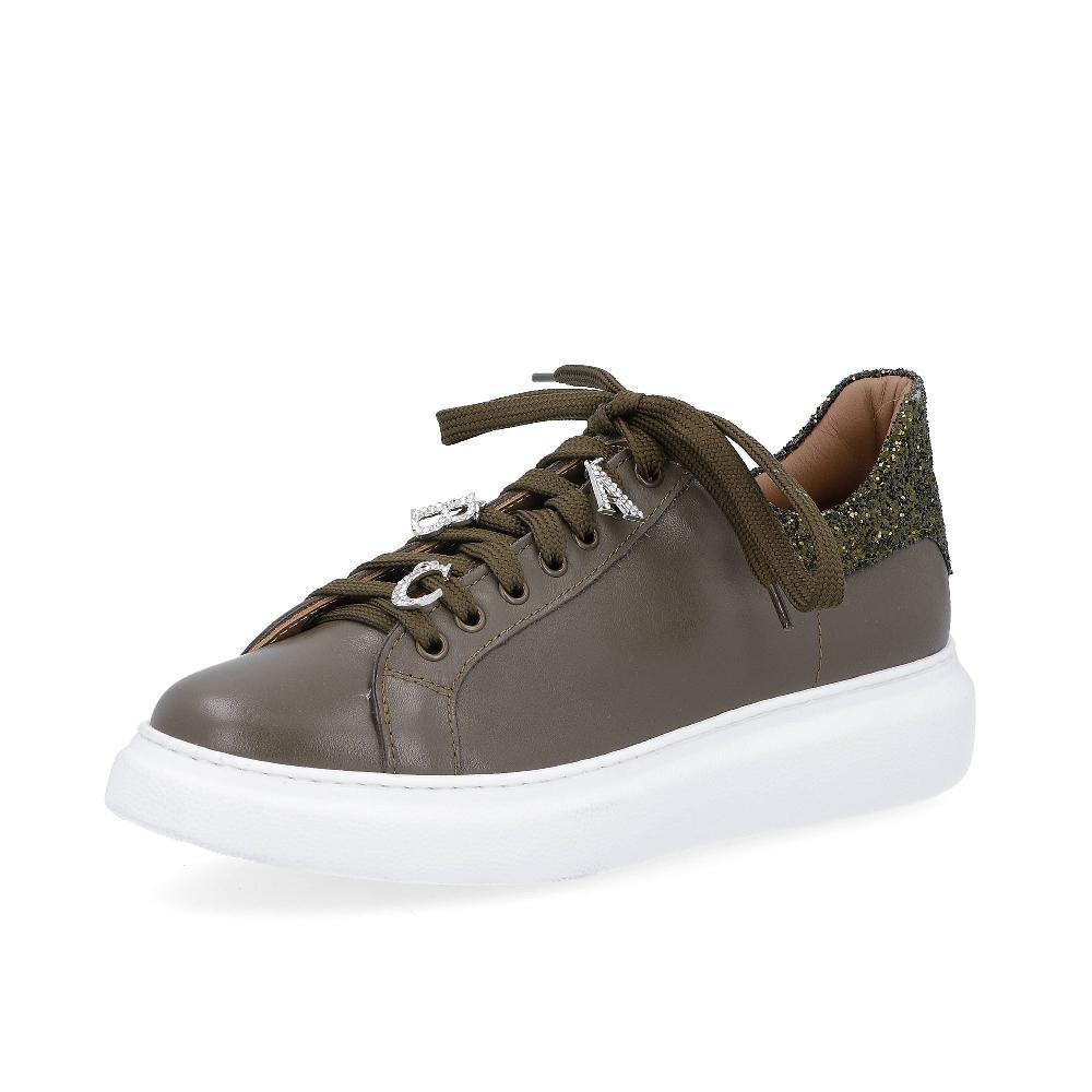 QVC Le Serpentini Sneakers in pelle con inserti glitter decorazioni gioiello