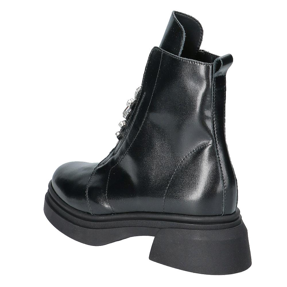 QVC Le Serpentini Stivaletti Anfibi Con Zip E Dettaglio Gioiello Suola 5 5cm