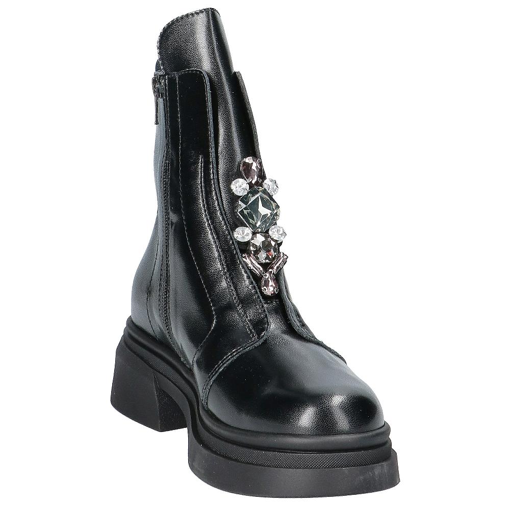 QVC Le Serpentini Stivaletti Anfibi Con Zip E Dettaglio Gioiello Suola 5 5cm