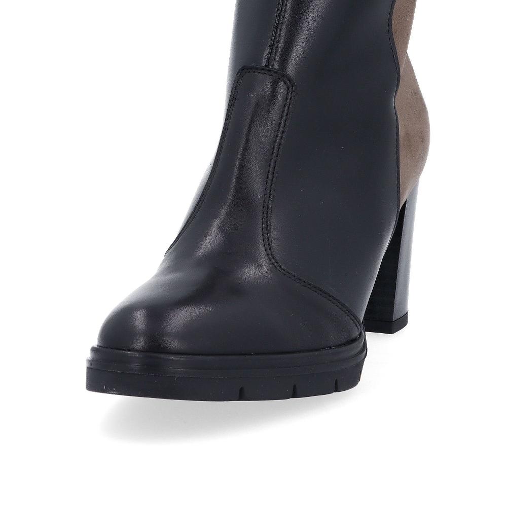 QVC Le Serpentini Stivaletti In Pelle E Tessuto Con Tacco 8 Cm