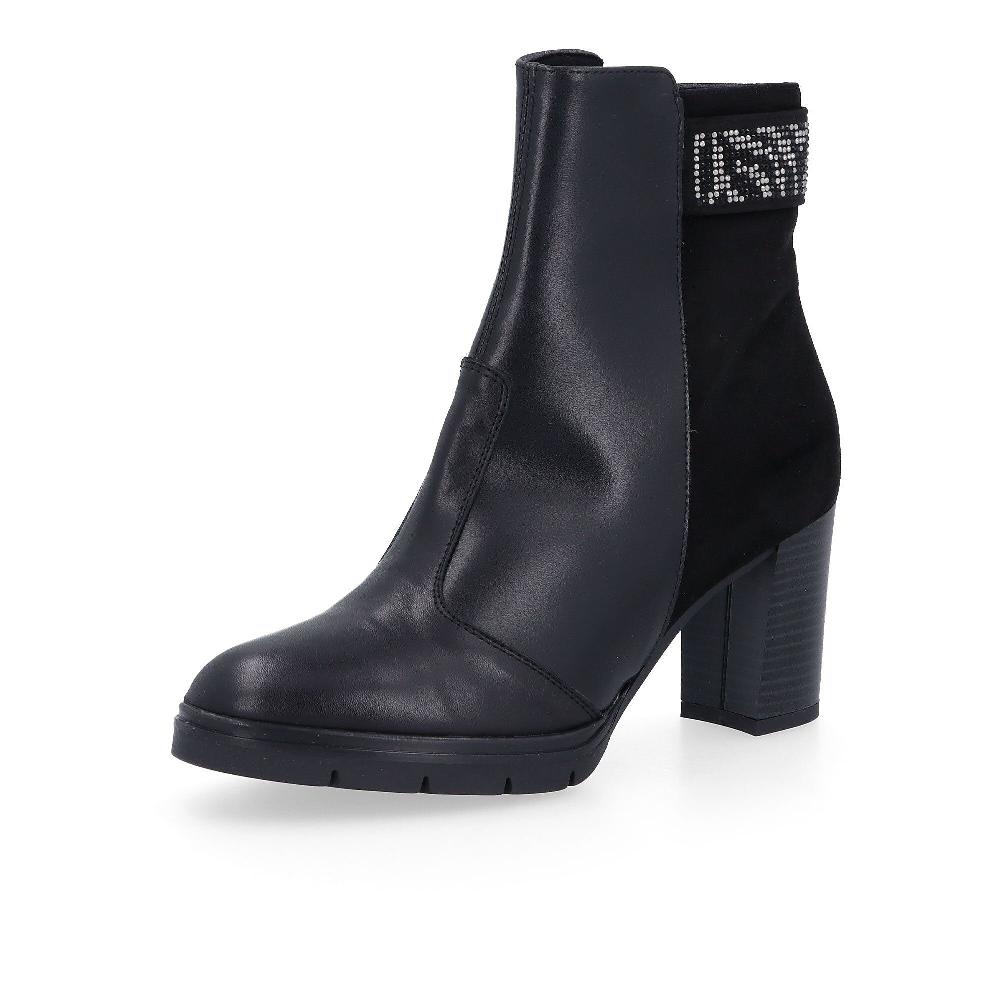 QVC Le Serpentini Stivaletti in pelle e tessuto con tacco 8 cm