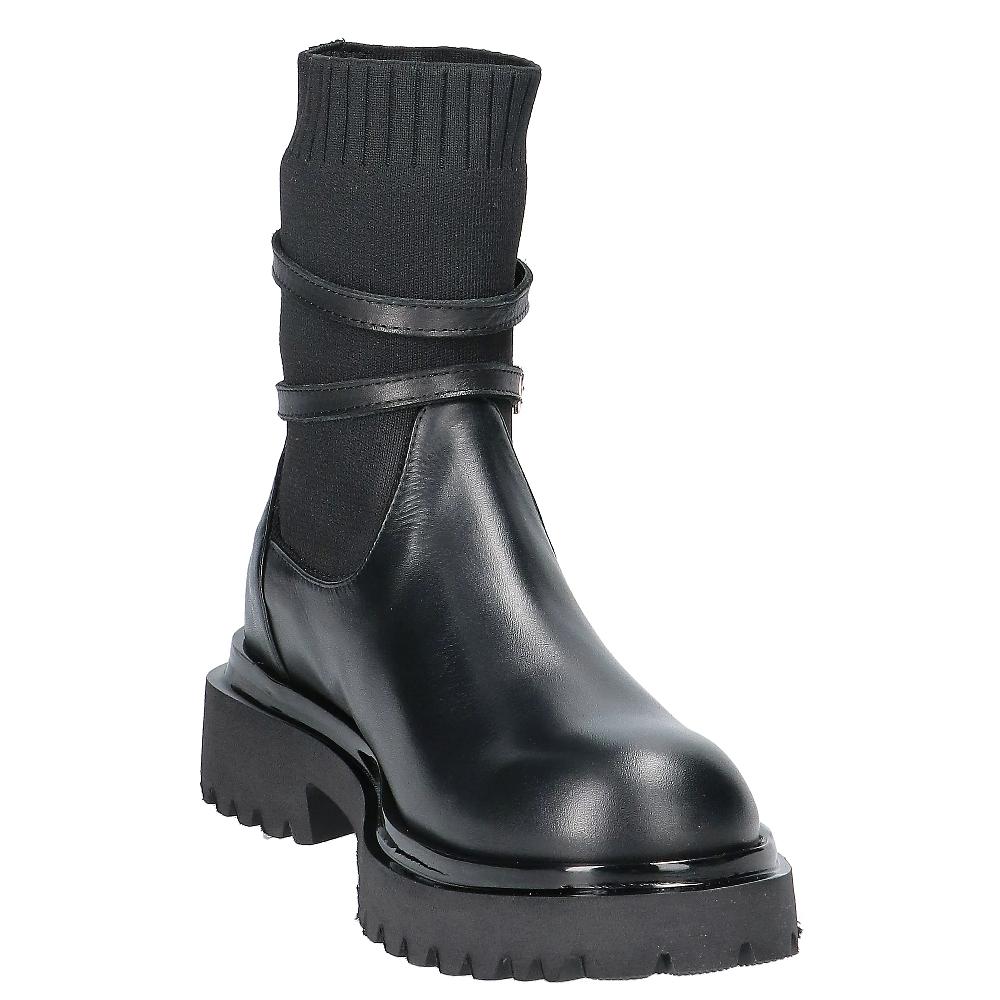 QVC Le Serpentini Stivaletti In Pelle E Tessuto Tacco 5 Cm