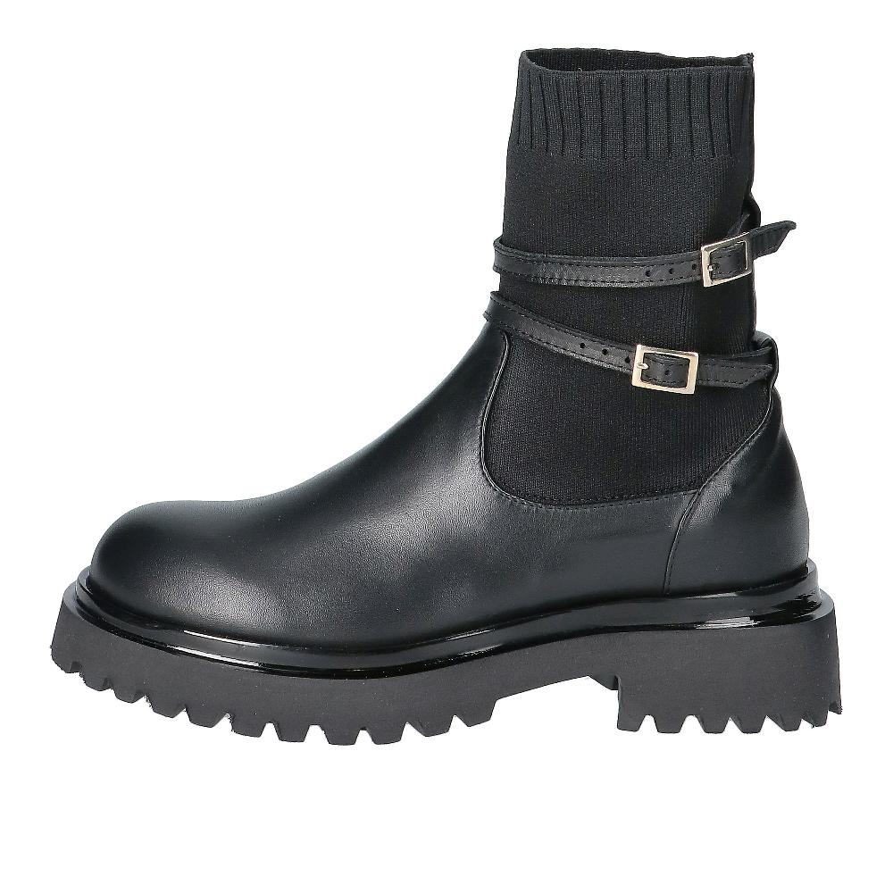 QVC Le Serpentini Stivaletti in pelle e tessuto tacco 5 cm