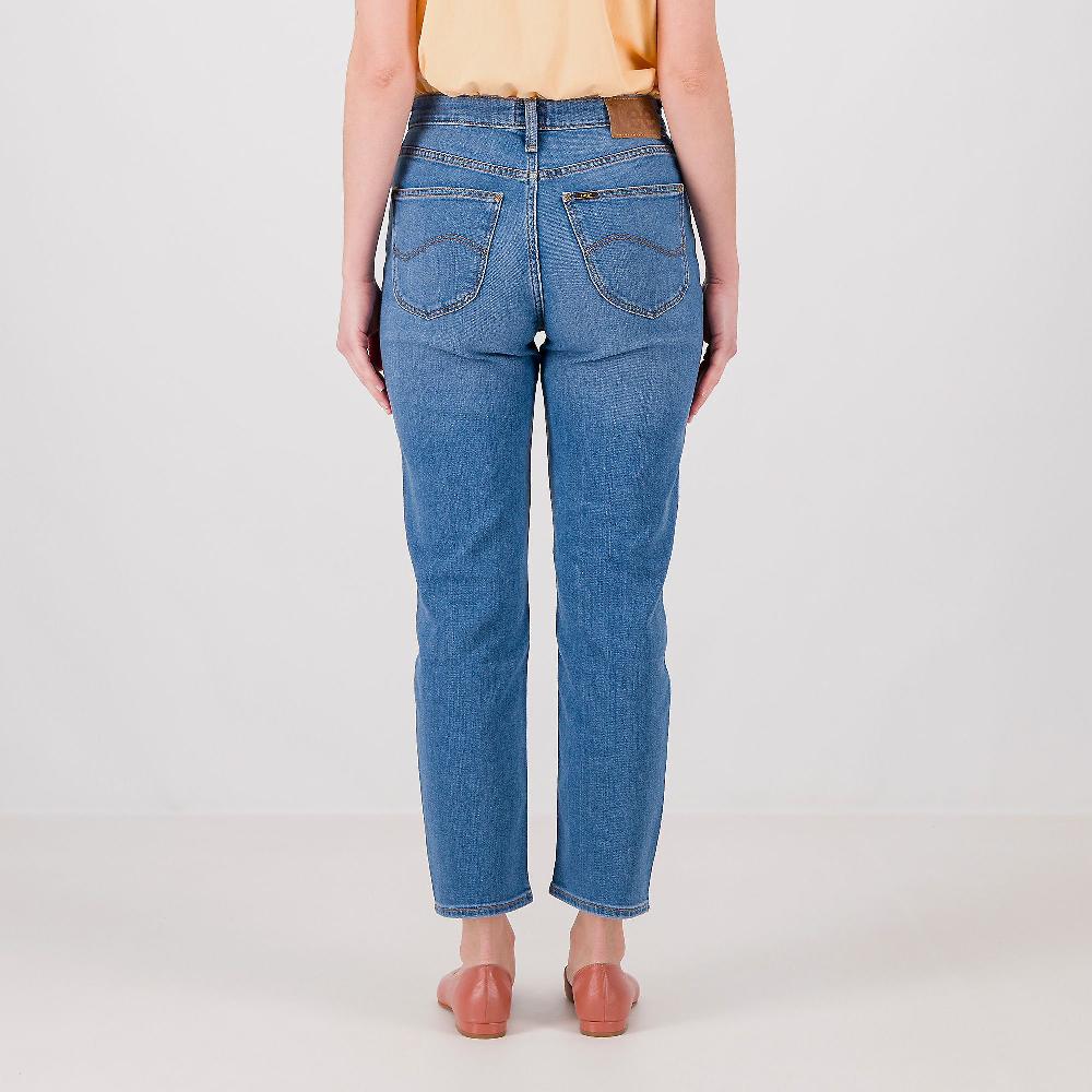 QVC LEE Carol Jeans Vita Alta Gamba Dritta Lunghezza Caviglia Zip E Bottone