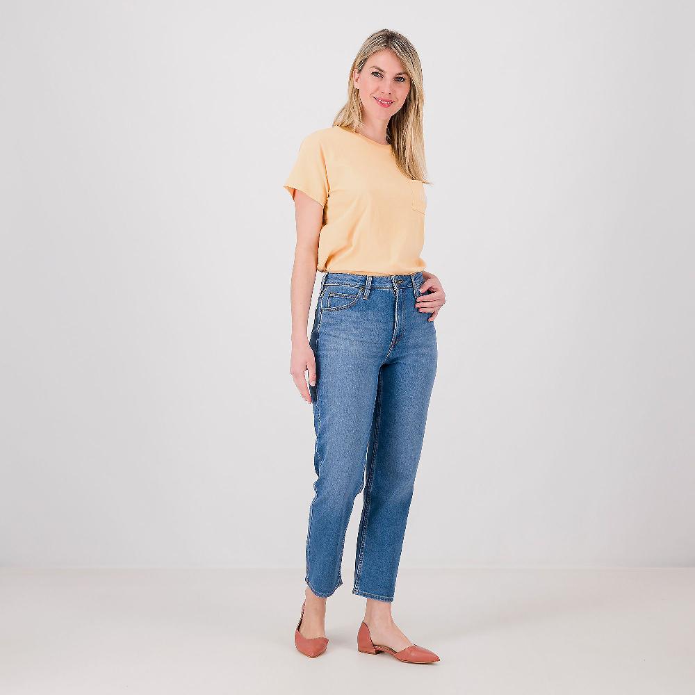 QVC LEE Carol Jeans Vita Alta Gamba Dritta Lunghezza Caviglia Zip E Bottone