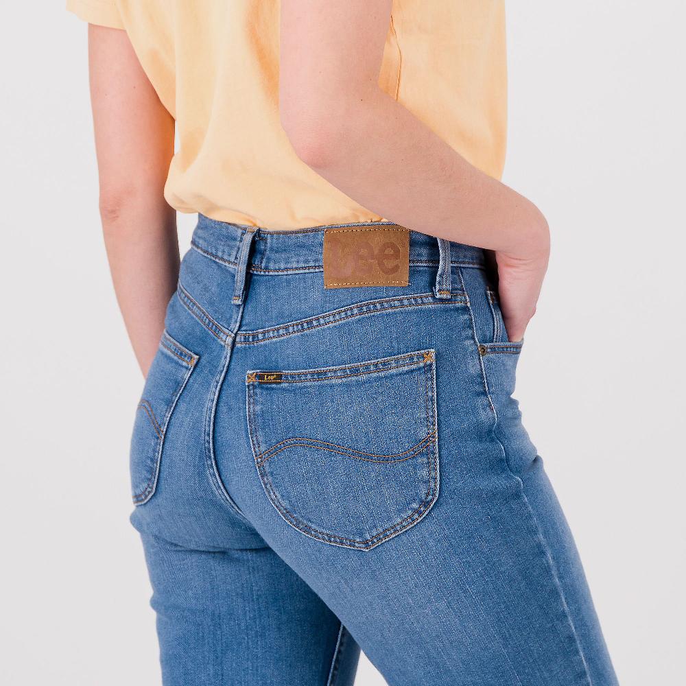 QVC LEE Carol Jeans Vita Alta Gamba Dritta Lunghezza Caviglia Zip E Bottone
